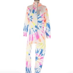 NWT! Lezat ICONIC colorful Tie Dye Zip-up Jumpsuit sweatsuit jogger/sweater